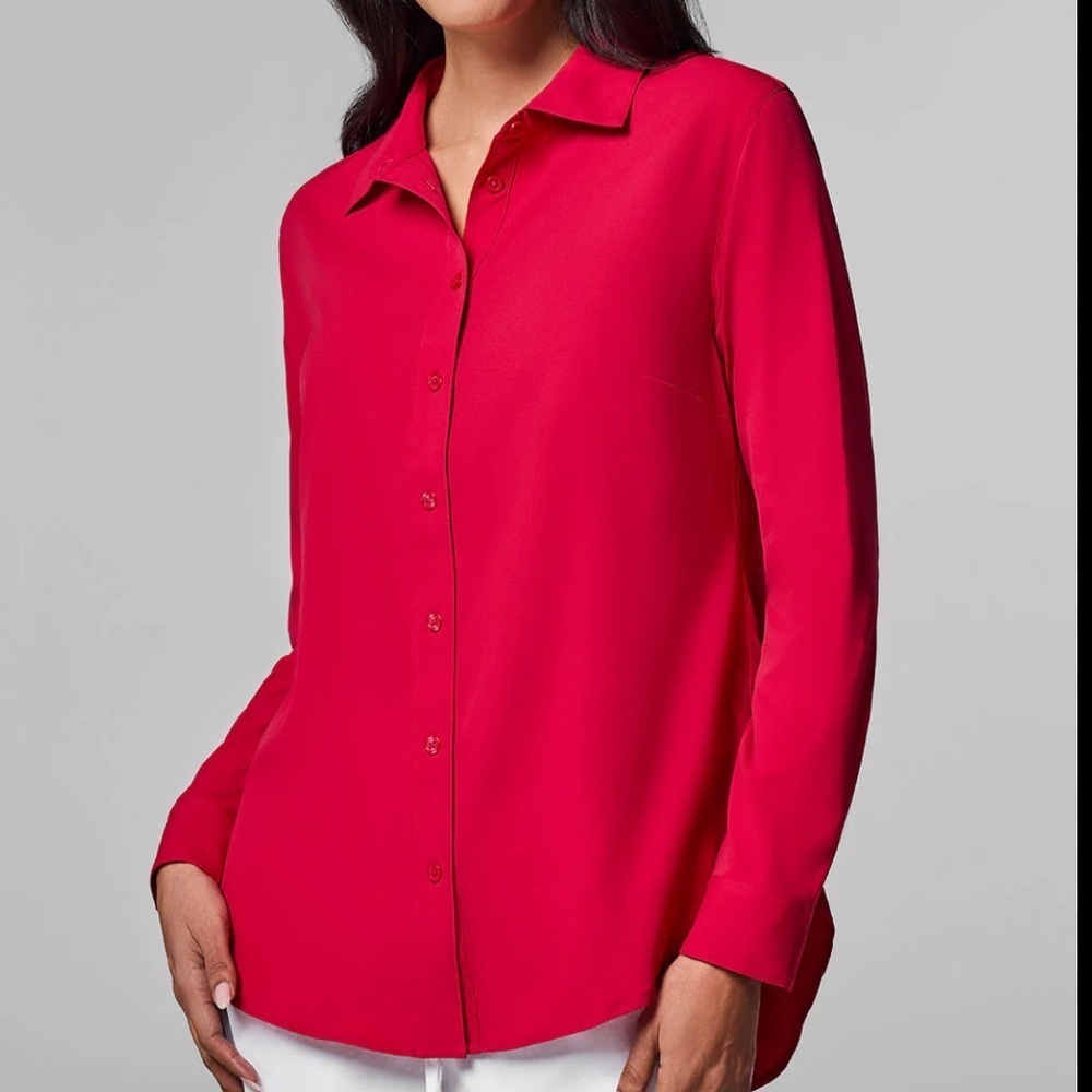 Style & Co. Vibrant Red Collared Stretch Long Sleeve Button Down Shirt 22W